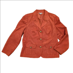 Women's Studio SW Works Orange faux suede Gold Button Blazer Size 16